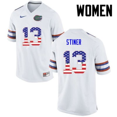 Women's Florida Gators #13 Donovan Stiner NCAA Nike White USA Flag Fashion Authentic Stitched College Football Jersey XMR7162NW